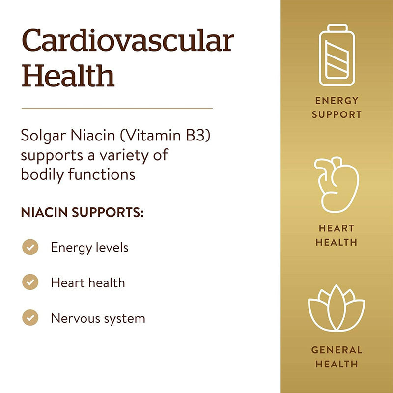Solgar 烟酸（维生素 B3）500 毫克 250 粒植物胶囊
