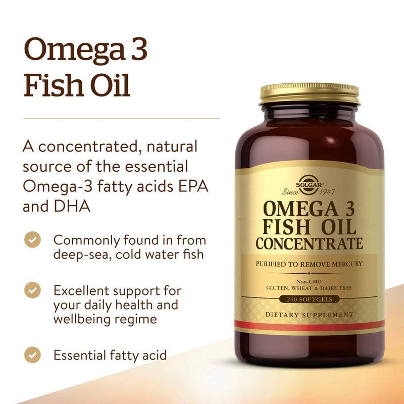 Solgar Omega-3 Concentrado de Aceite de Pescado - 240 Cápsulas Blandas