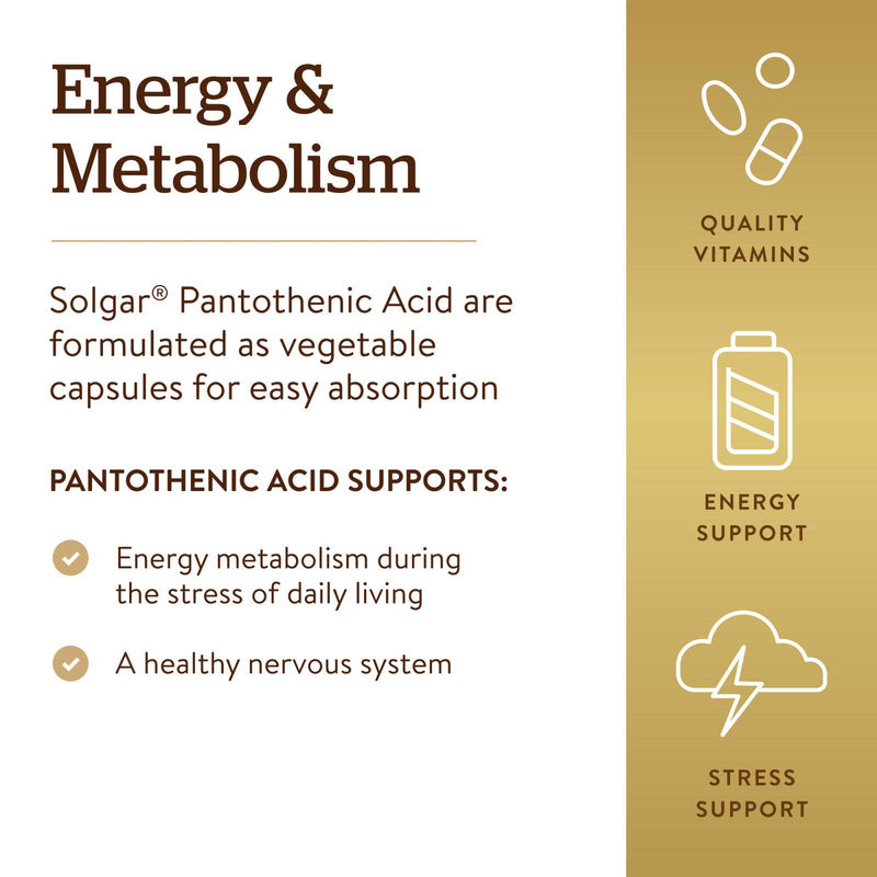 Solgar Ácido Pantoténico 550 mg 100 Cápsulas Vegetales