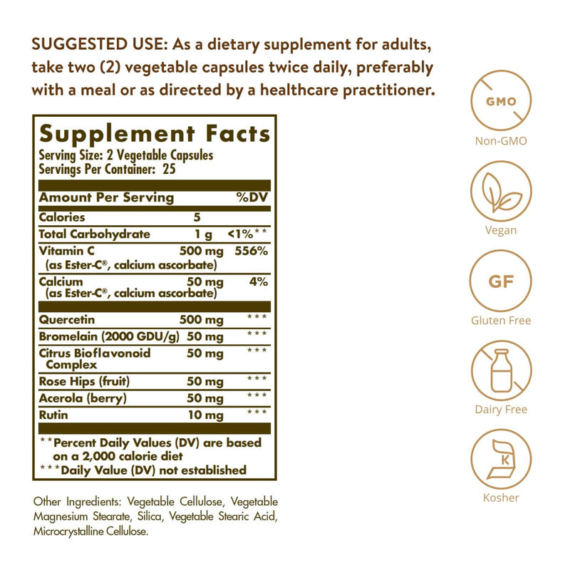 Solgar Quercetin Complex with Ester-C Plus 50 Vegetable Capsules