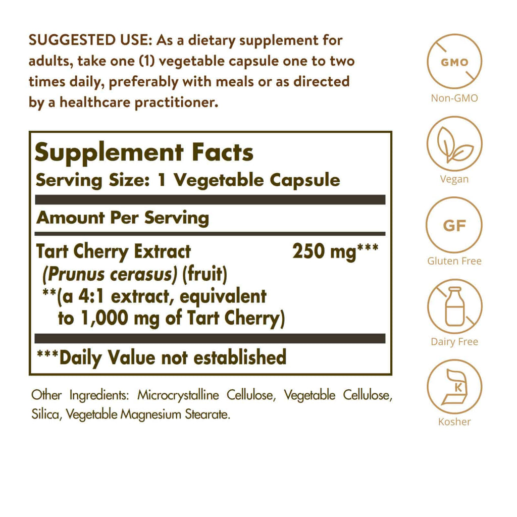 Solgar Tart Cherry 1000 mg 90 Vegetable Capsules - DailyVita
