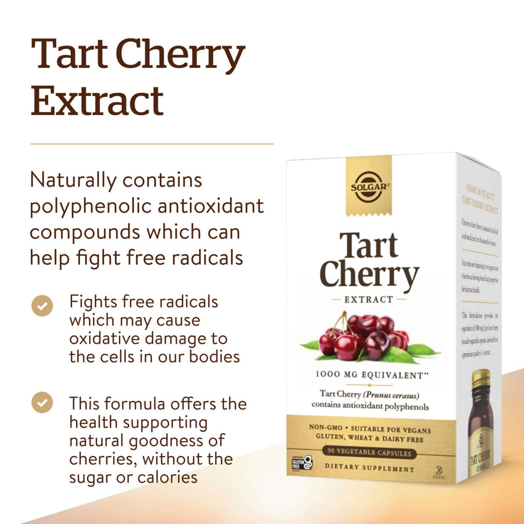 Solgar Tart Cherry 1000 mg 90 Vegetable Capsules - DailyVita