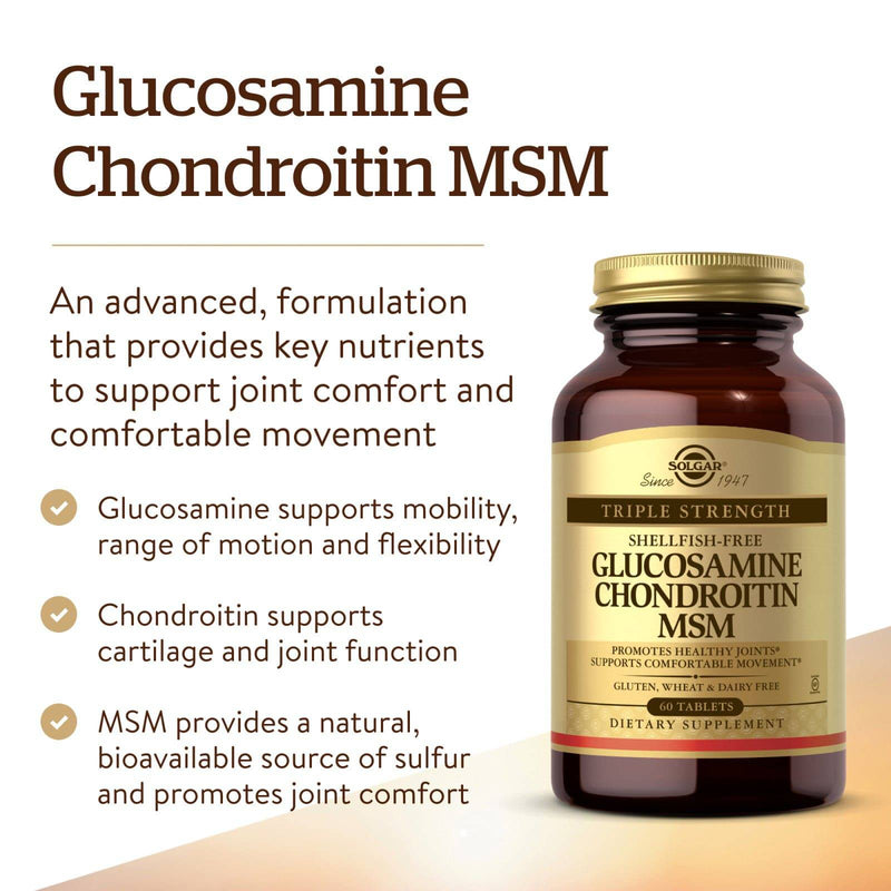 Solgar Triple Strength Glucosamine Chondroitin MSM (Shellfish-Free) 60 Tablets