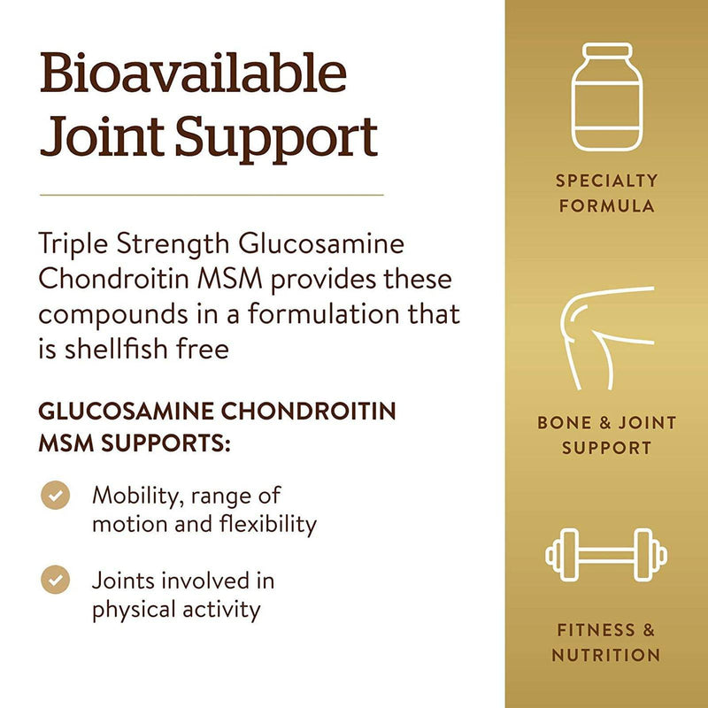 Solgar Triple Strength Glucosamine Chondroitin MSM (Shellfish-Free) 60 Tablets