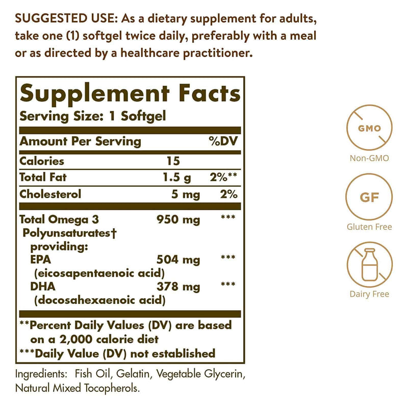 Solgar Triple Strength Omega-3 950 mg - 100 Cápsulas Cápsulas