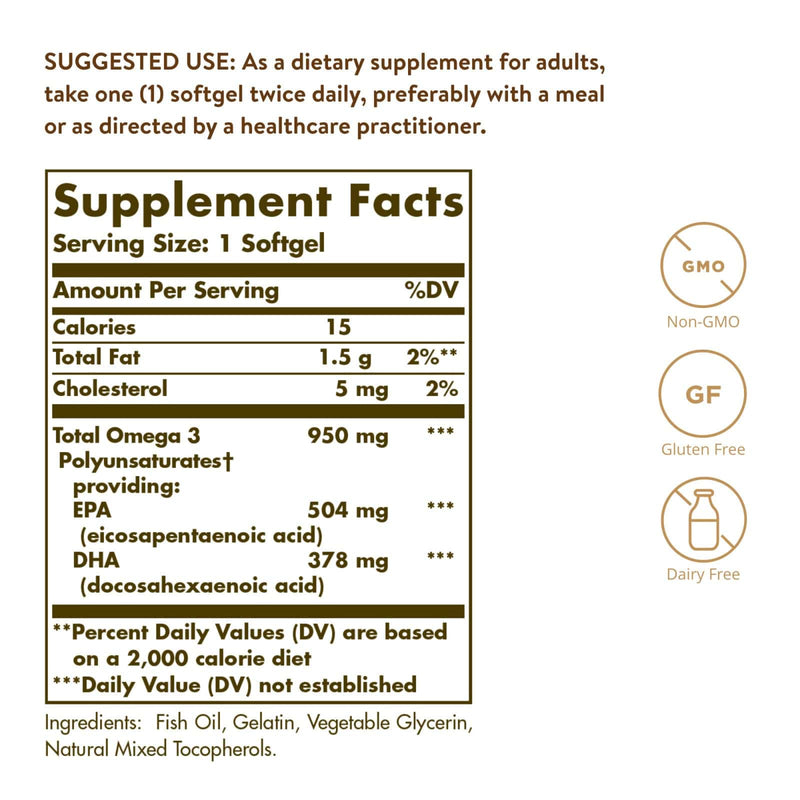 Solgar Triple Strength Omega-3 950 mg 50 Cápsulas Cápsulas