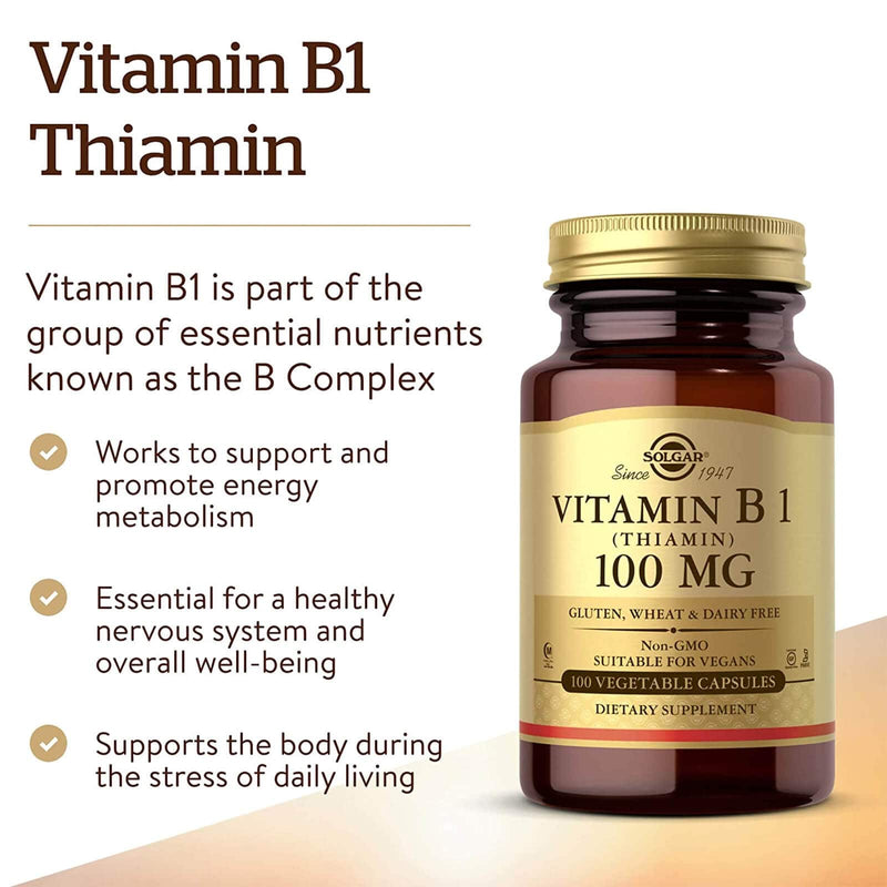 Solgar Vitamina B1 (Tiamina) 100 mg - 100 Cápsulas Vegetales