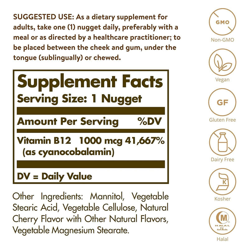 Solgar Vitamin B12 1000 mcg 100 Nuggets