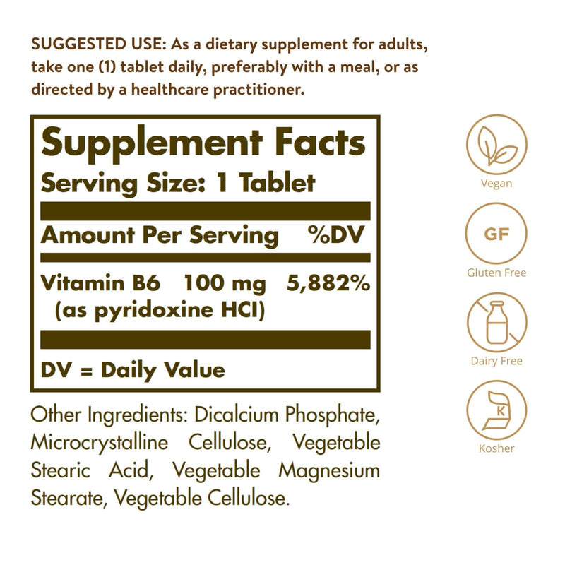 Solgar Vitamina B6 100 mg - 100 Comprimidos