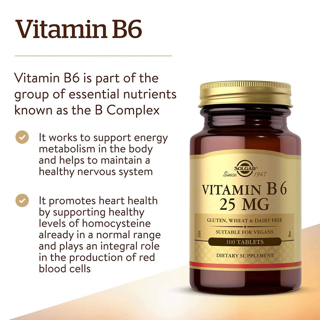 Solgar Vitamin B6 25 mg 100 Tablets - DailyVita