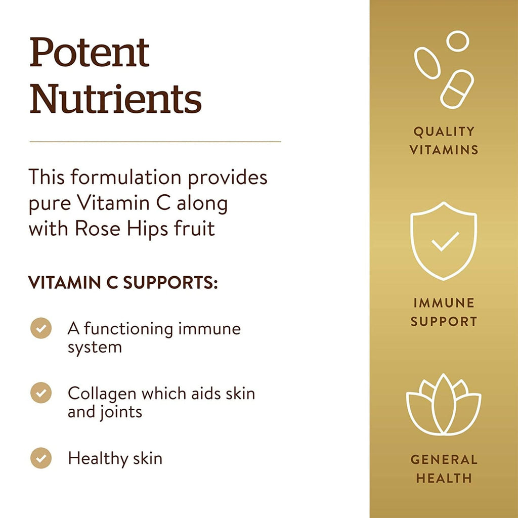 Solgar Vitamin C 500 mg with Rose Hips 250 Tablets - DailyVita
