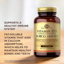 Solgar Vitamin D3 (Cholecalciferol) 10 mcg (400 IU) 100 Softgels - DailyVita