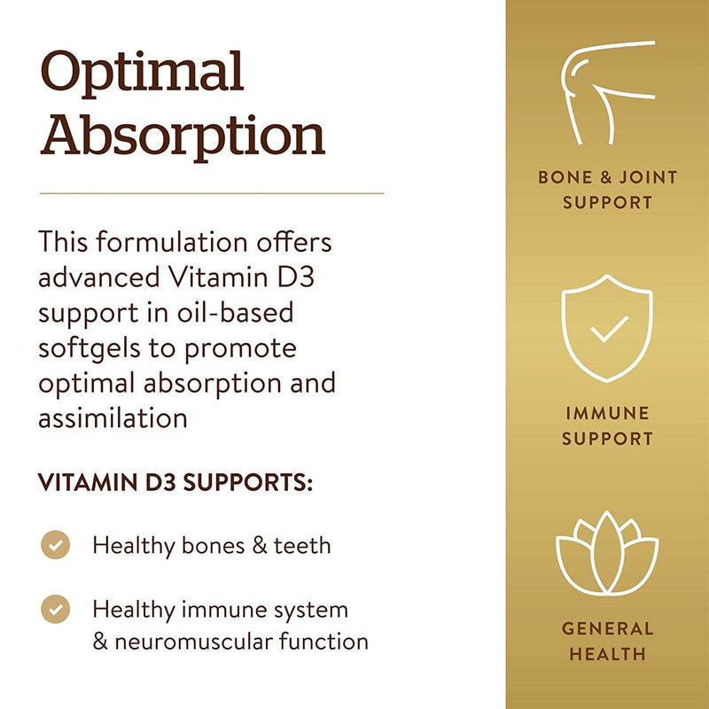 Solgar Vitamin D3 (Cholecalciferol) 10 mcg (400 IU) 250 Softgels