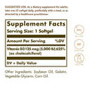 Solgar Vitamin D3 (Cholecalciferol) 125 mcg (5,000 IU) 100 Softgels - DailyVita