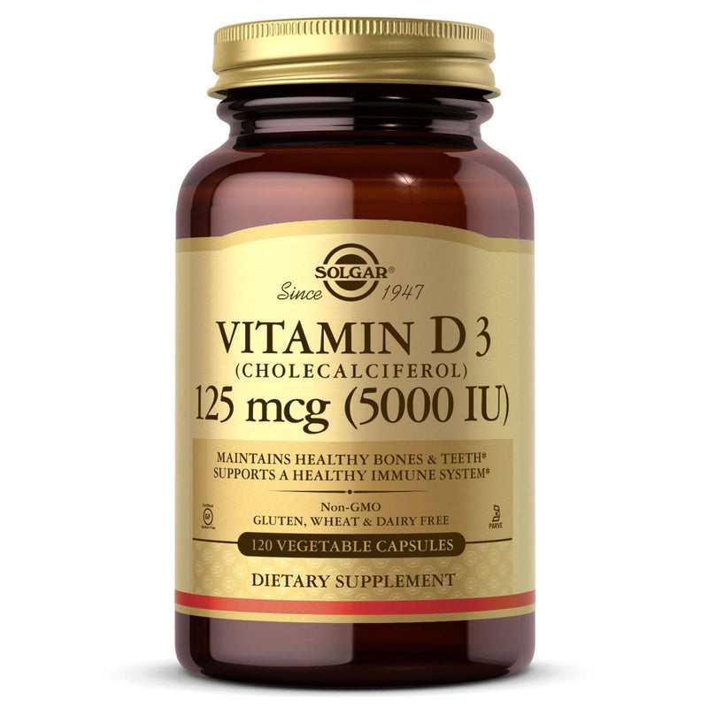 Solgar Vitamin D3 (Cholecalciferol) 125 mcg (5,000 IU) 120 Vegetable Capsules