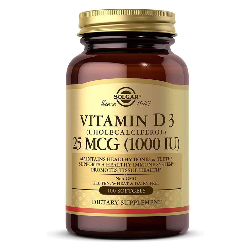 Solgar Vitamin D3 (Cholecalciferol) 25 mcg (1000 IU) 100 Softgels