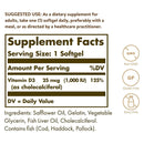 Solgar Vitamin D3 (Cholecalciferol) 25 mcg (1000 IU) 100 Softgels - DailyVita