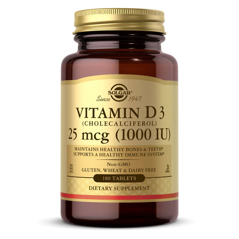 Solgar Vitamina D3 (Colecalciferol) 25 mcg (1000 UI) 180 Comprimidos