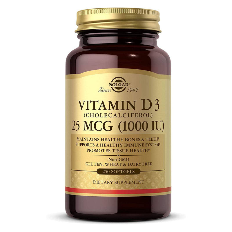 Solgar Vitamin D3 (Cholecalciferol) 25 mcg (1000 IU) 250 Softgels