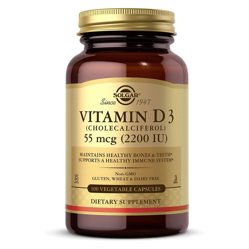 Solgar Vitamin D3 (Cholecalciferol) 55 mcg (2200 IU) 100 Vegetable Capsules