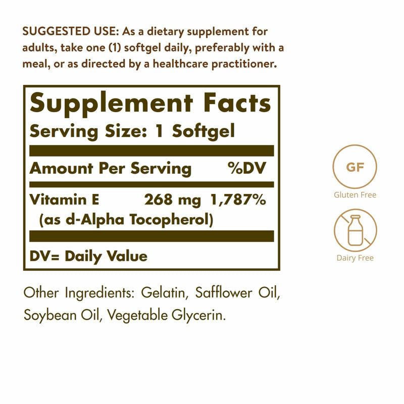 Solgar Vitamina E 268 MG (400 UI) 100 Alpha Softgels