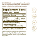 Solgar Vitamin E 268 mg (400 IU) Vegan Softgels (d-Alpha Tocopherol & Mixed Tocopherols) 100 Softgels - DailyVita