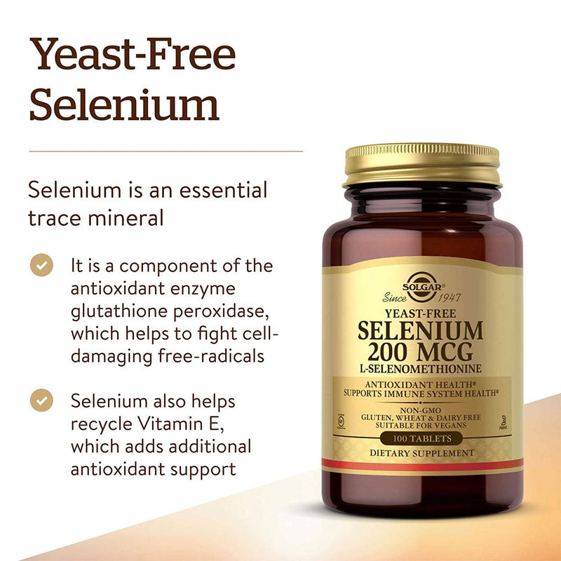 Solgar Yeast-Free Selenium 200 mcg 100 Tablets