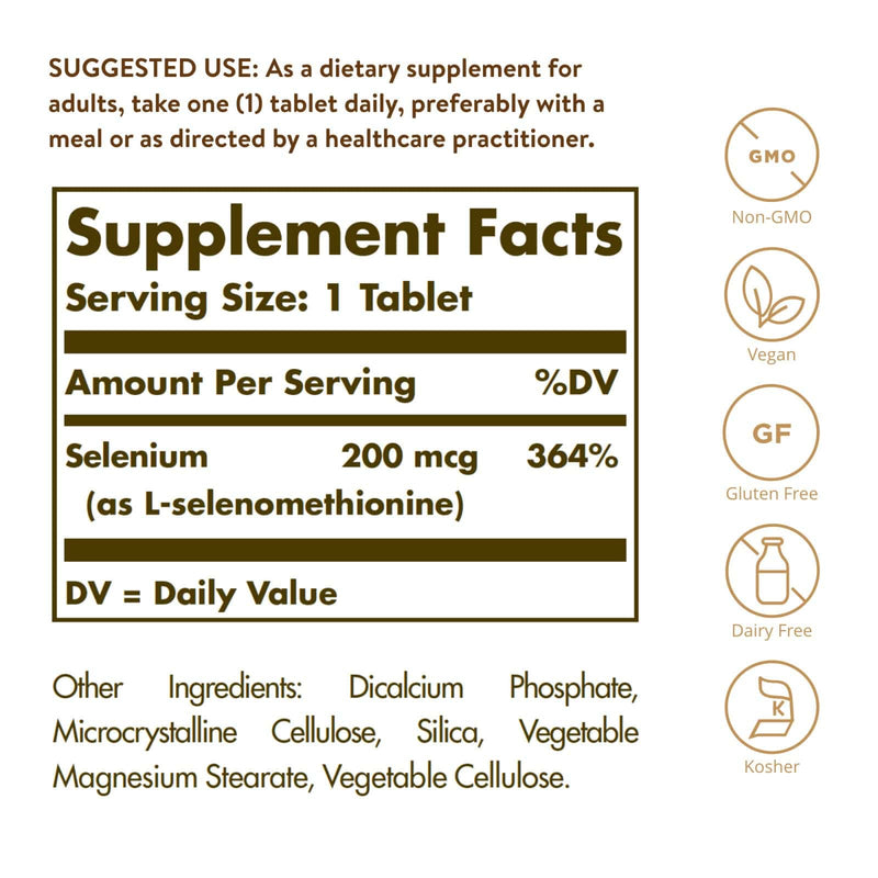 Solgar Yeast-Free Selenium 200 mcg 250 Tablets