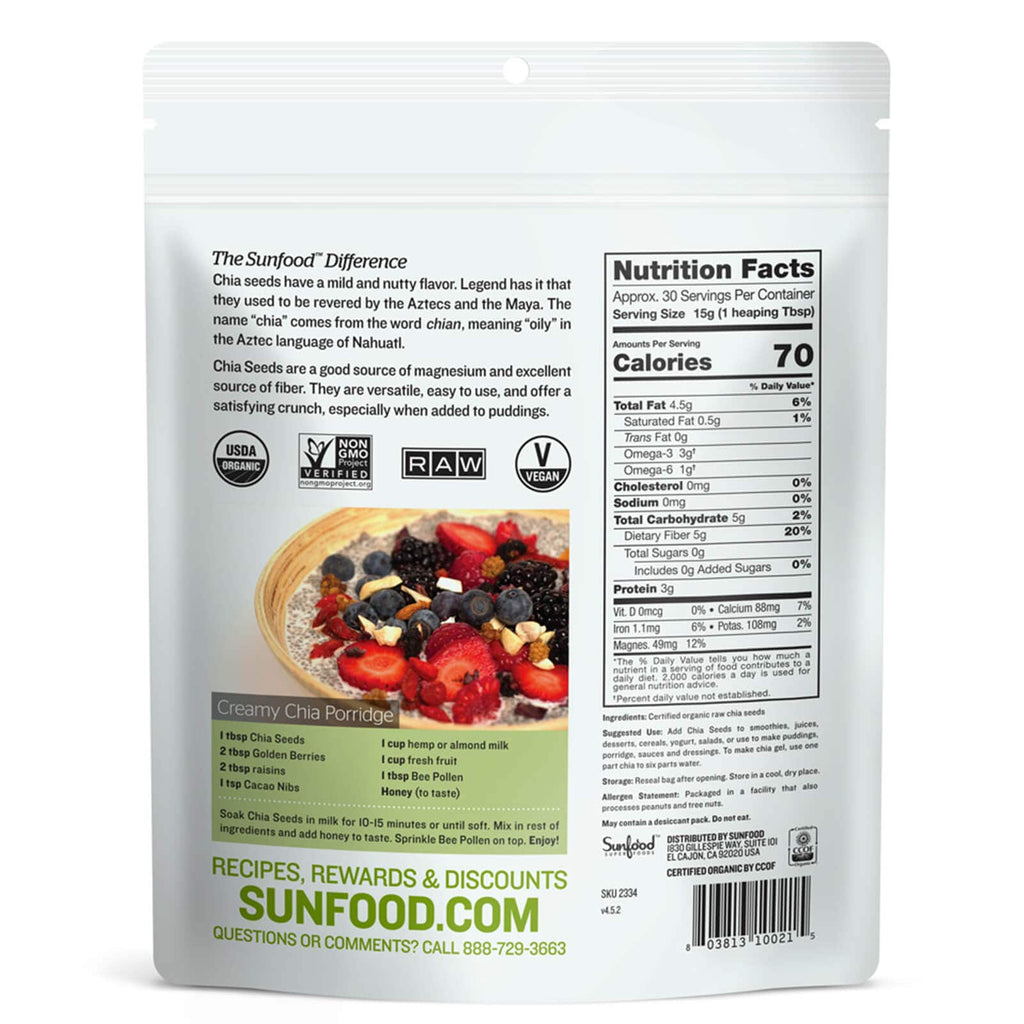 Sunfood Chia Seeds 1 lb | DailyVita