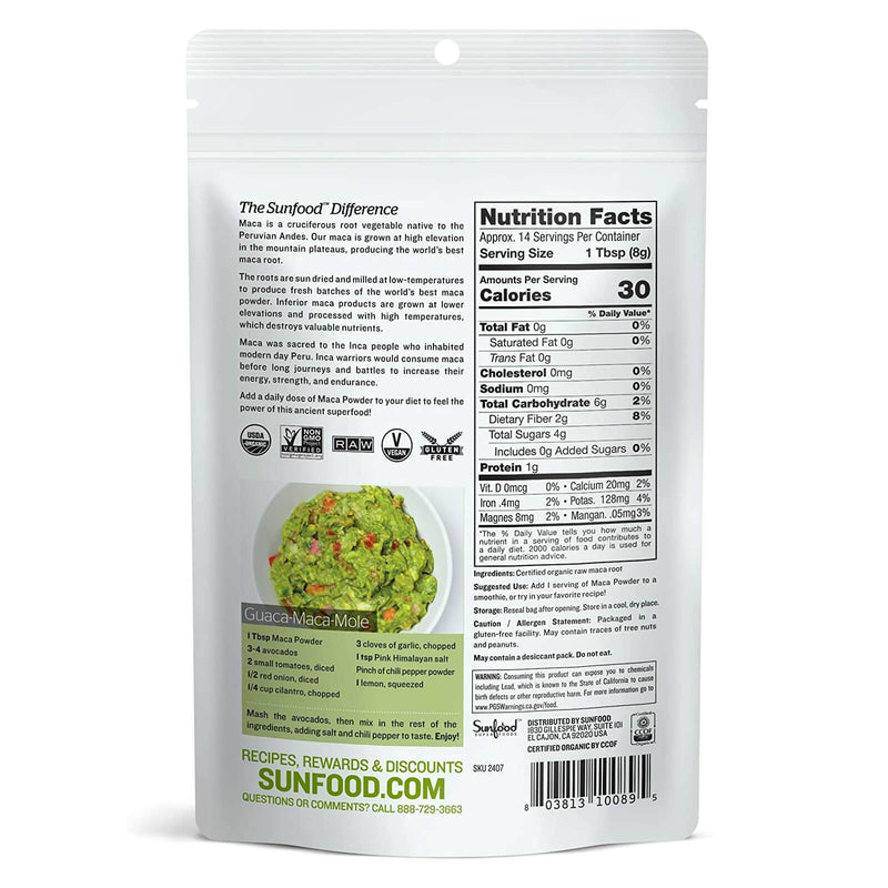 SunfoodMaca en polvo - 4 oz