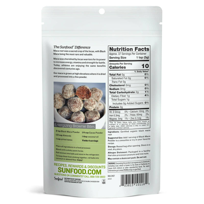 SunfoodMaca en Polvo, Negra - 4 oz