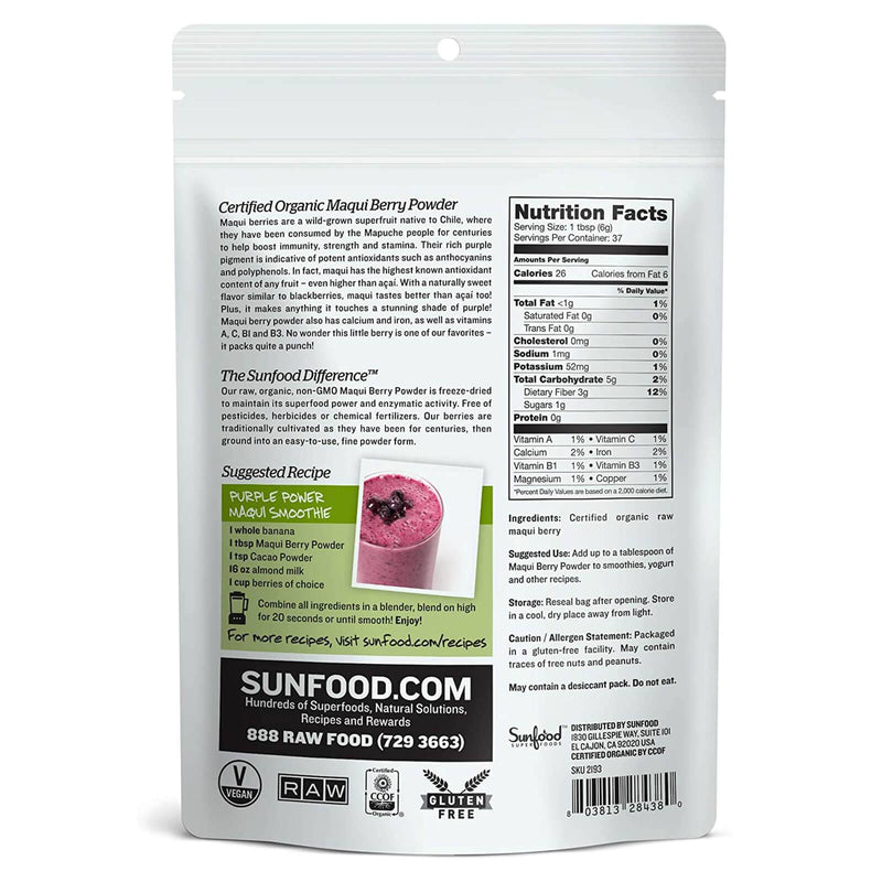 SunfoodPolvo de bayas de Maqui - 8 oz