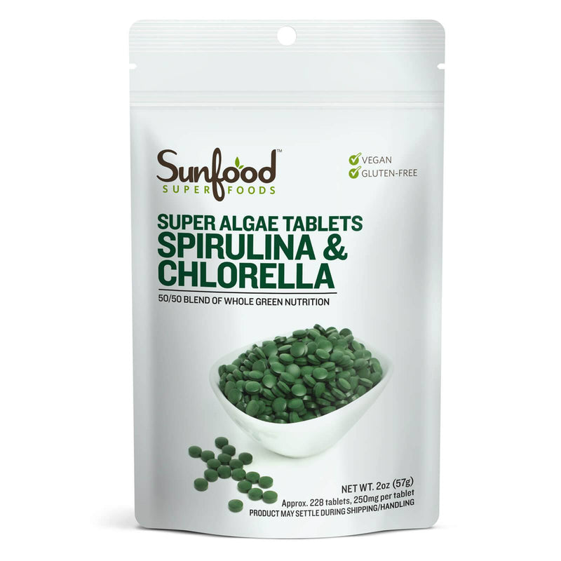 SunfoodSpirulina &amp; Chlorella 50/50 Tabletas - 2 oz