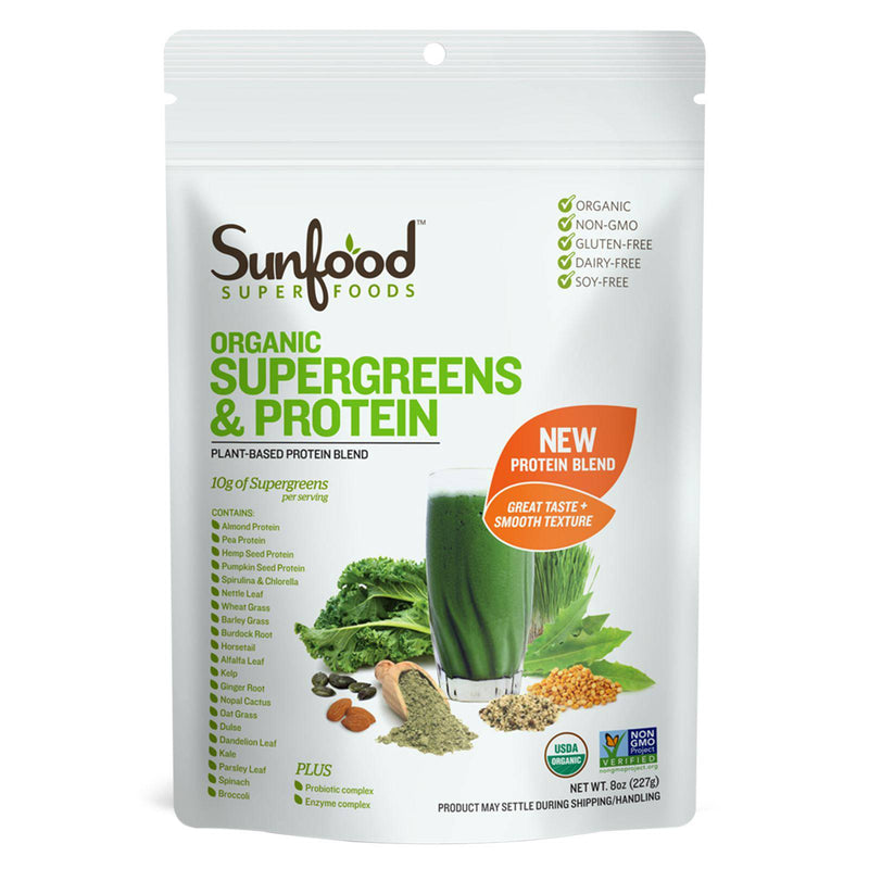 SunfoodSupergreens y proteína - 8 oz