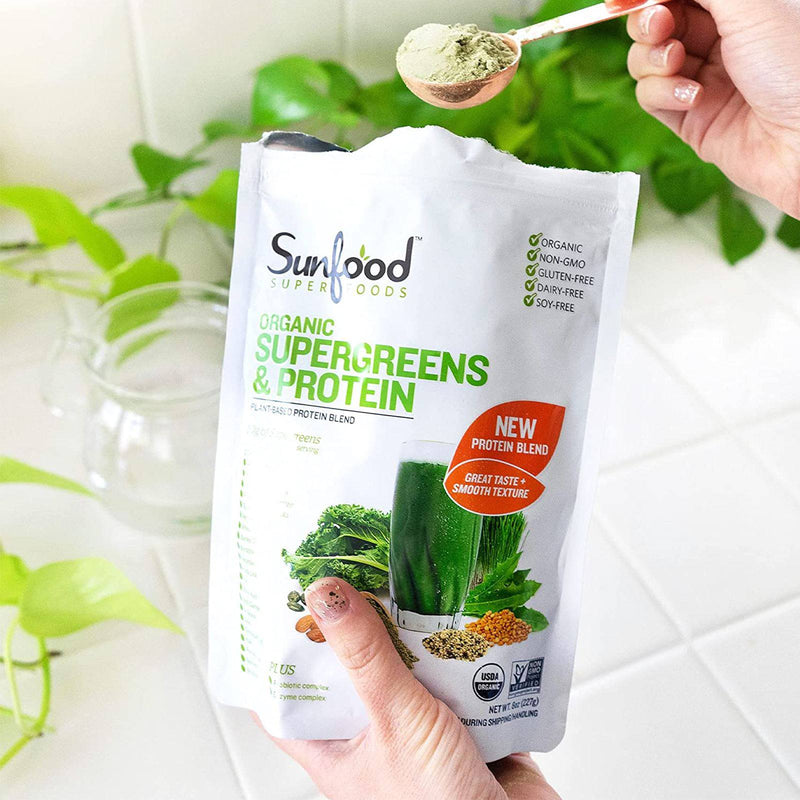 SunfoodSupergreens y proteína - 8 oz