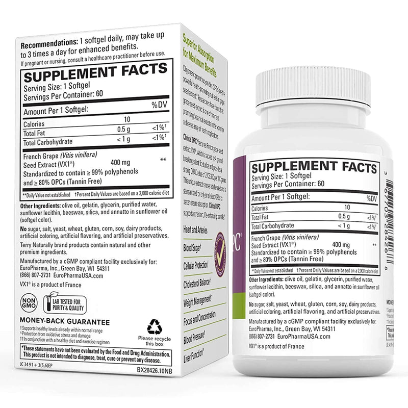 Terry Naturally Clinical OPC Extra Strength - 400 mg 60 Softgels