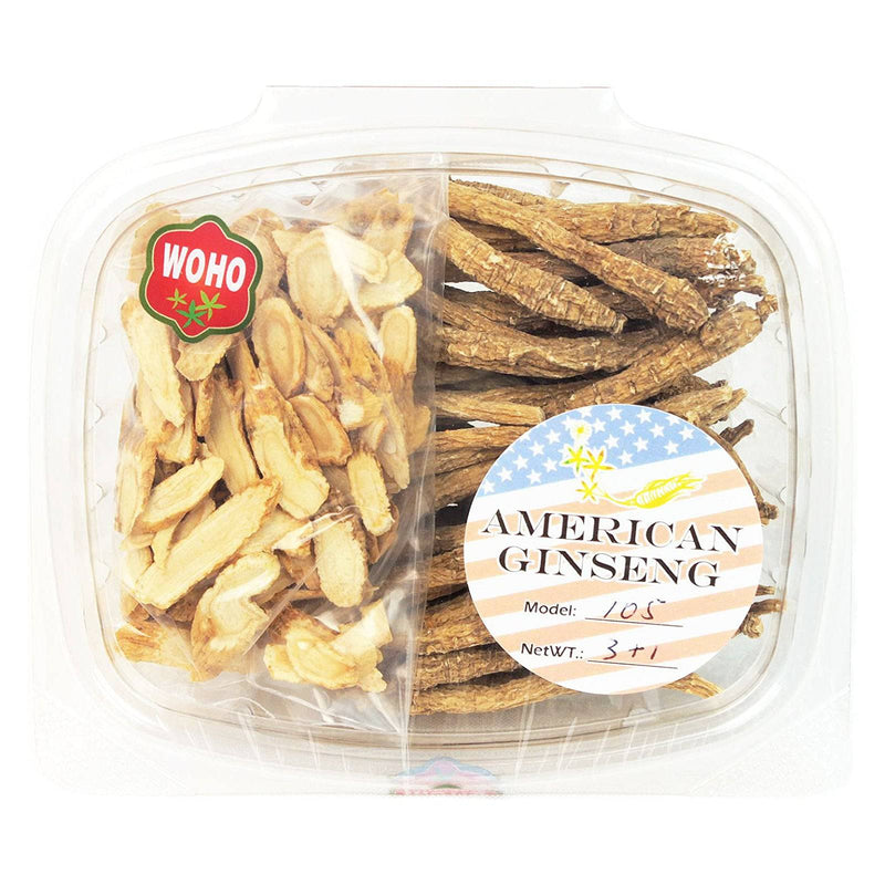 Family Pack: WOHO #105 American Ginseng Long Small #2 Root 3oz + FREE Slice Small 1oz