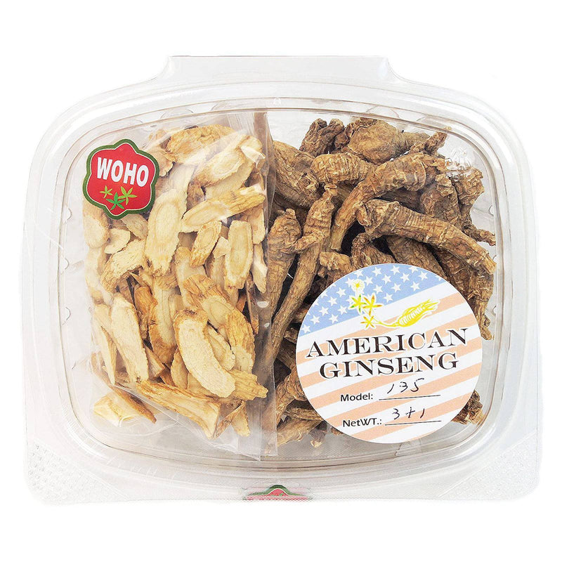 Family Pack: WOHO #135 American Ginseng Half Short Small #2 Root 3oz +FREE American Ginseng Slice Small 1oz