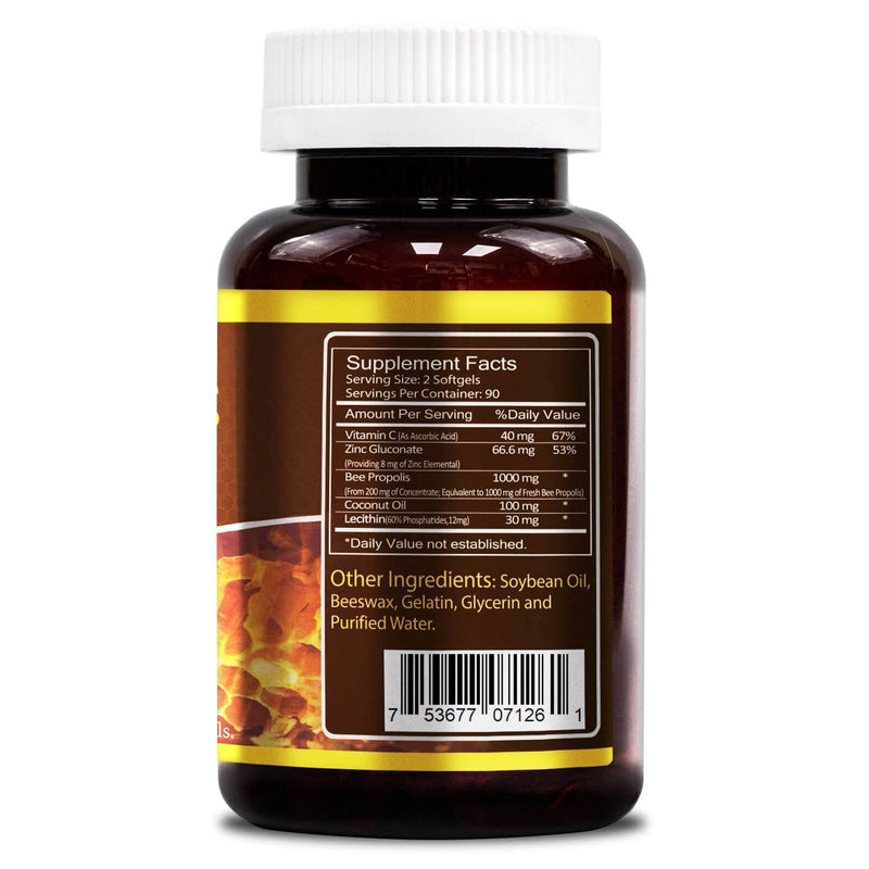 WooHoo Natural Bee Propolis- 프로폴리스, 1000 Mg - 180 소프트겔