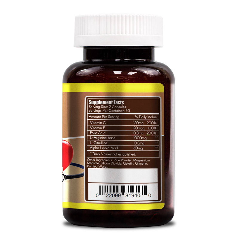 WooHoo Natural NOS Nitric Oxide Synthase 1000 mg 100 Capsules