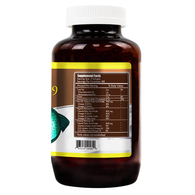 WooHoo Natural Triple Strength Colesterol Livre de Óleo de Peixe ômega-3,6,9 Fórmula 330 Softgels