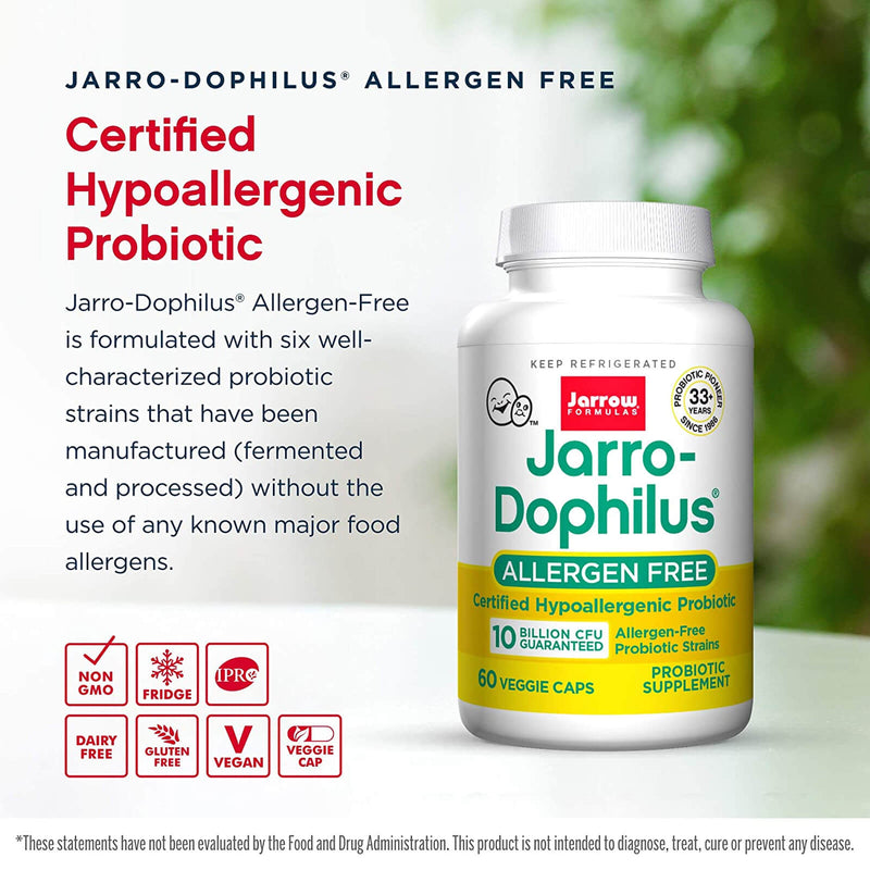 Jarrow Formulas Jarro-Dophilus Allergen-Free Supports Intestinal and Immunal Health 60 Vegetarian Capsules - DailyVita