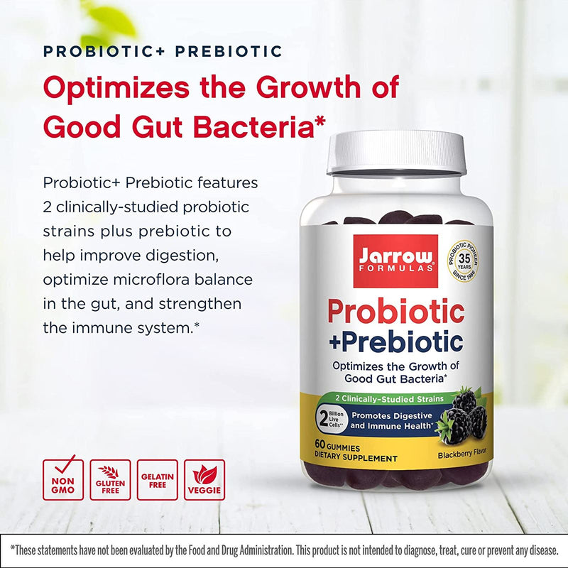 Jarrow Formulas Probiotic + Prebiotic Blackberry 2 Billion 60 gummies - DailyVita