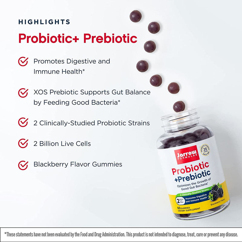 Jarrow Formulas Probiotic + Prebiotic Blackberry 2 Billion 60 gummies - DailyVita