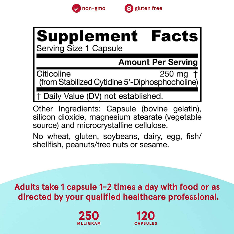Jarrow Formulas Citicoline CDP Choline 250 mg 120 Capsules - DailyVita
