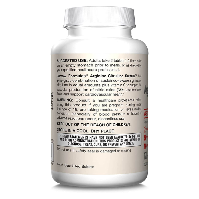 Jarrow Formulas Arginine-Citrulline Sustain 120 Tablets - DailyVita
