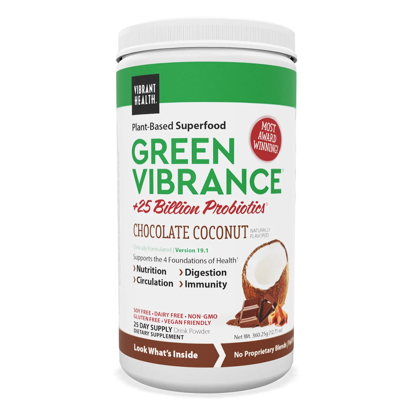 Vibrant Health Green Vibrance, Chocolate Coconut 25-serving, powder, 360.25g (12.71 oz) - DailyVita