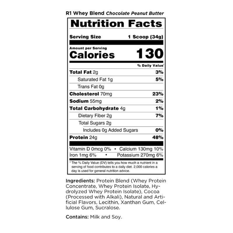 RULE ONE Whey Blend Chocolate Peanut Butter 1.98 lb 26 Servings - DailyVita