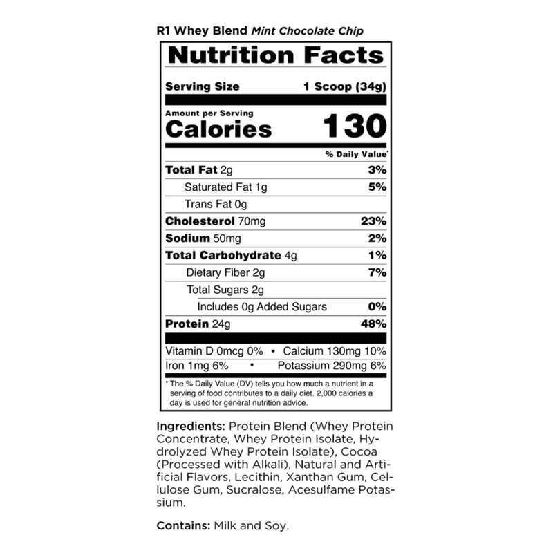 RULE ONE Whey Blend Mint Chocolate Chip 1.98 lb 26 Servings - DailyVita