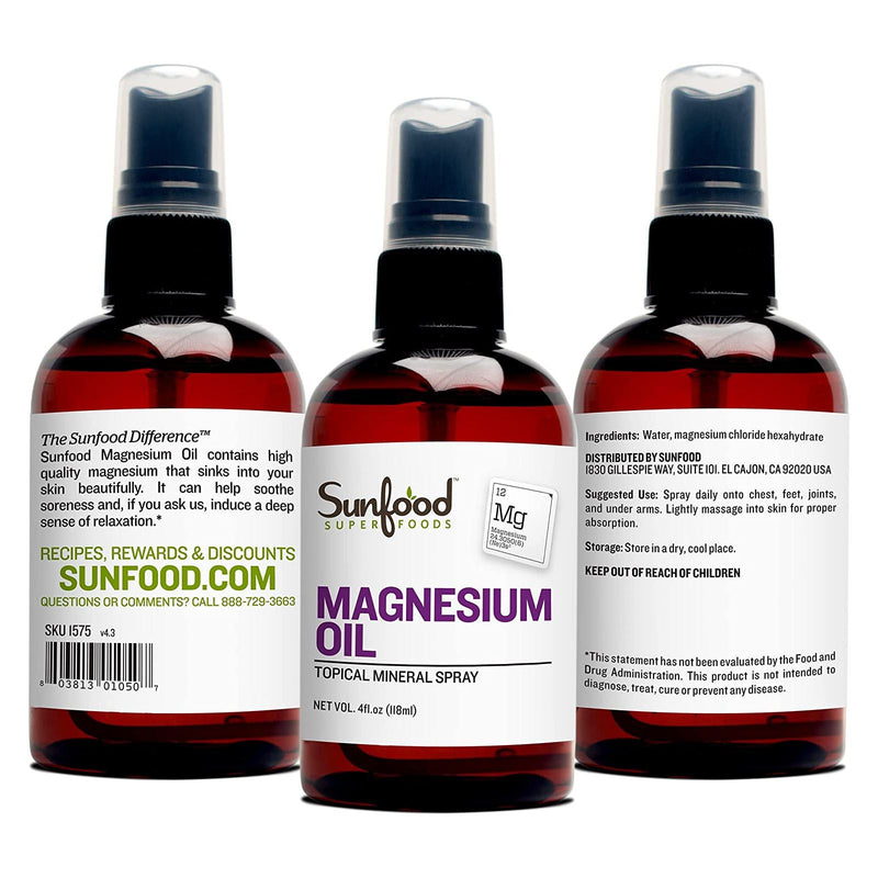 Sunfood Magnesium Oil 4 fl oz - DailyVita